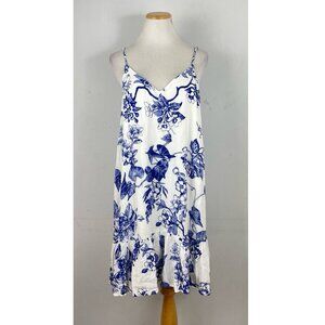 Lulus Dress Size XL Floral Print Crepe Sleeveless Tank Blue/White  Brand: Lulus